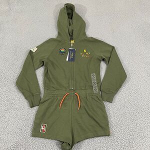 NWT Polo Ralph Lauren Spa Terry Playsuit Girls M Olive Hooded Jumpsuit Romper